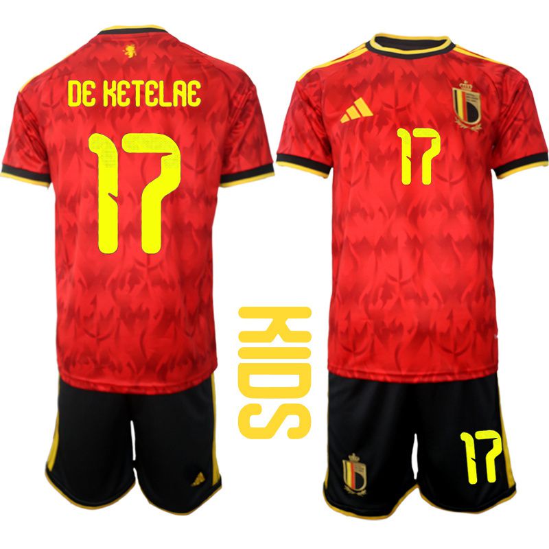 Youth 2026 World Cup National Team Belgium home red #17 Soccer Jersey->youth soccer jersey->Youth Jersey